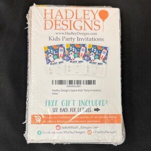 Hadley Designs Kids Party Invitations 3, 2, 1 Blast Off Party Invitations new